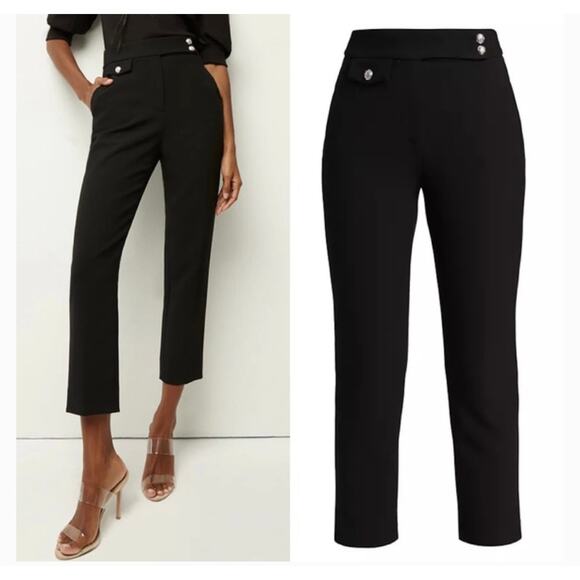 Veronica Beard Renzo Straight Leg Silver Button Pants Black Sz 14 Office - Picture 2 of 9